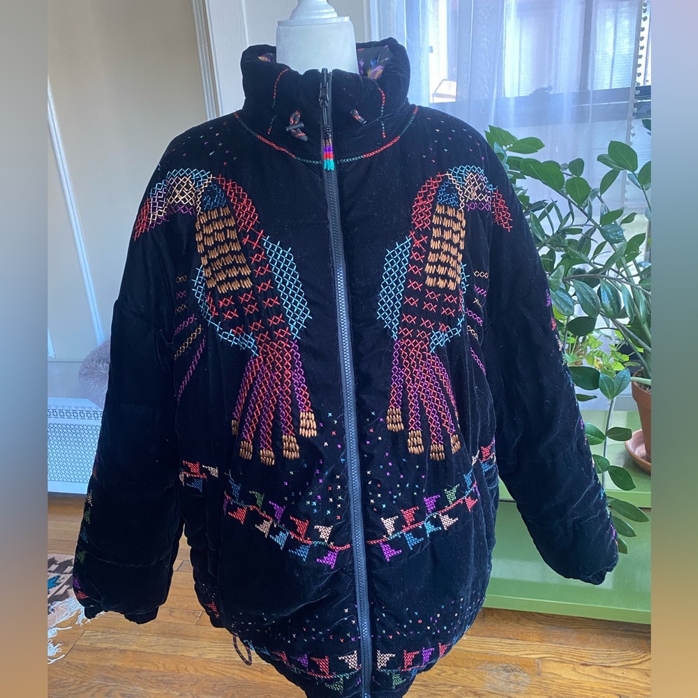 Farm Rio Reversible Embroidered Puffer Jacket Size L - Picture 3 of 15